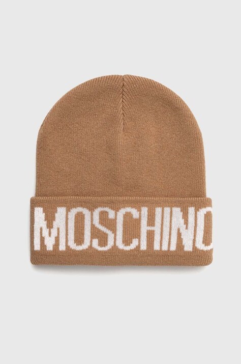 Σκουφί από μείγμα μαλλιού Moschino χρώμα: καφέ, M5672 60102