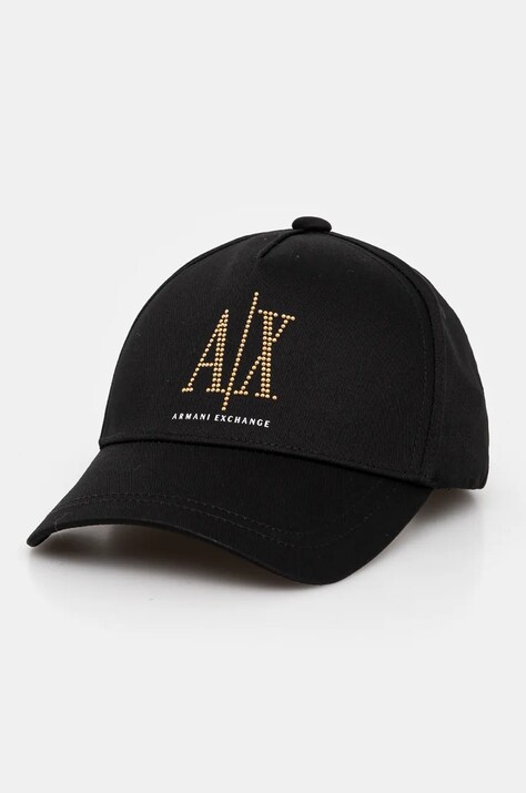 Βαμβακερό καπέλο του μπέιζμπολ Armani Exchange χρώμα: μαύρο, 944208 3R131