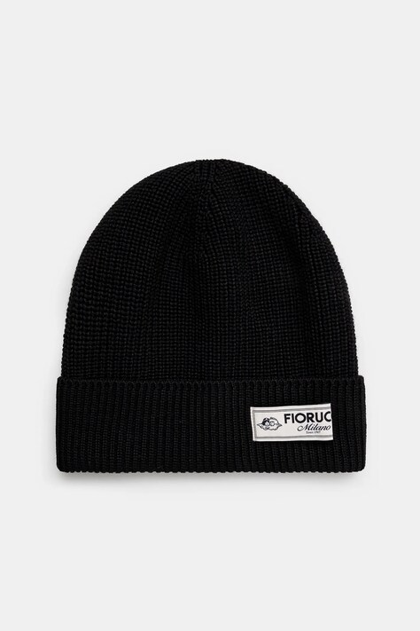 Σκουφί από μείγμα μαλλιού Fiorucci Knit Logo Beanie χρώμα: μαύρο, U01FPAHA216KN05BK01