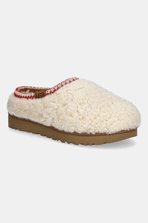 Παντόφλες UGG Tasman Maxi Curly χρώμα: μπεζ, 1158356-NAT