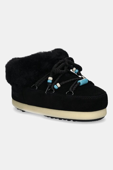 Παντόφλες σουέτ Moon Boot MB EVX MULE SUEDE BEADS χρώμα: μαύρο, 80D1470040 NN13