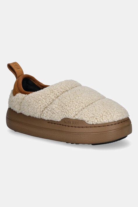 Παντόφλες Moon Boot MB PARK PUFFER FLEECE χρώμα: μπεζ, 80D2470120 L007