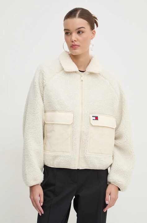 Μπουφάν Tommy Jeans χρώμα: μπεζ, DW0DW18303