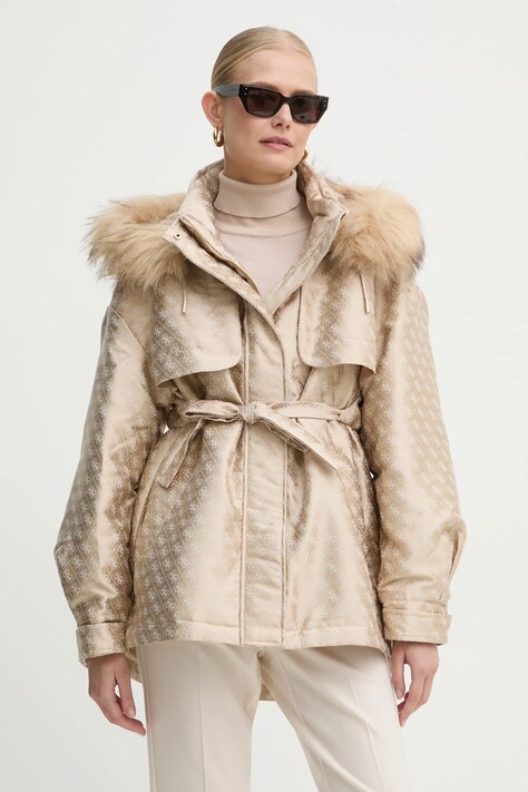 Μπουφάν Guess ELLY χρώμα: μπεζ, W4BL35 WFIR2