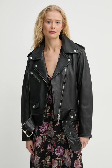 Δερμάτινo jacket Stand Studio ICON Biker Jacket γυναικείο, χρώμα: μαύρο, 61792-7030