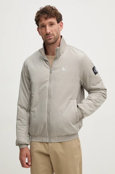 Μπουφάν bomber Calvin Klein Jeans ανδρικό, χρώμα: γκρι, J30J325592