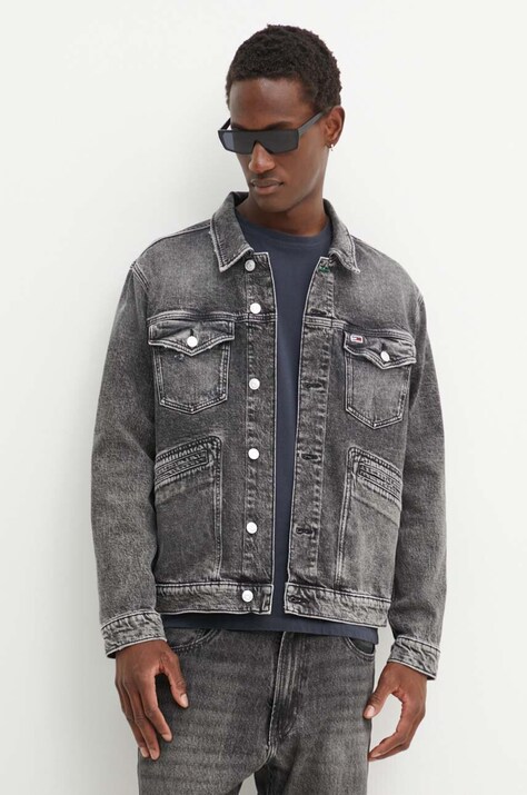 Μπουφάν Tommy Jeans χρώμα: μαύρο, DM0DM19362