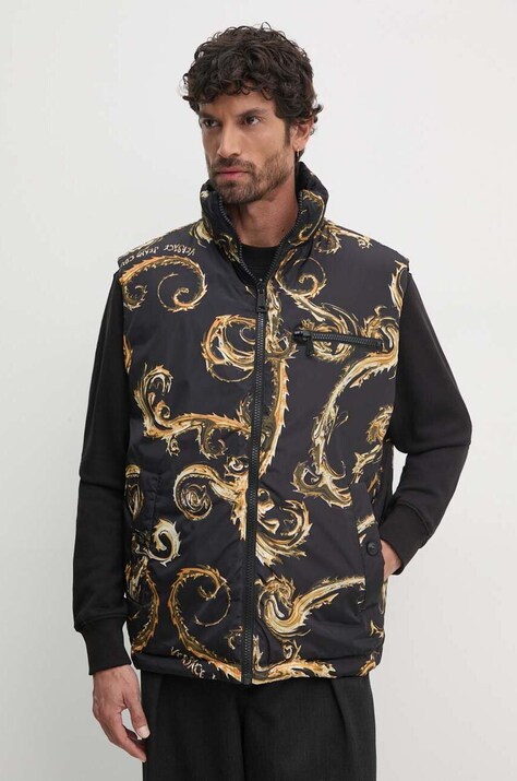 Αναστρέψιμο γιλέκο με πούπουλα Versace Jeans Couture ανδρικό, χρώμα: μαύρο, 77GAPD22 CQD54