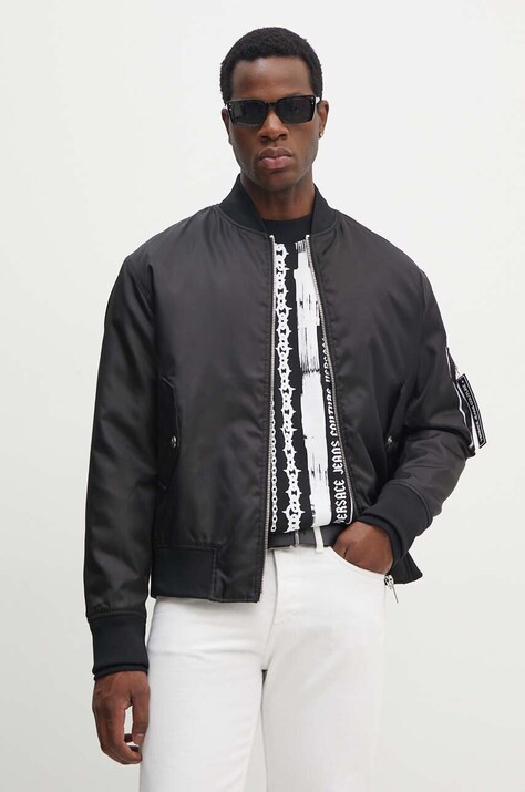Μπουφάν bomber Versace Jeans Couture ανδρικό, χρώμα: μαύρο, 77GAS405 CQD58