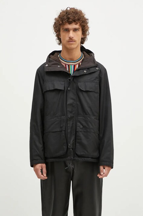 Μπουφάν Barbour Re-Engineered Durham Wax Jacket χρώμα: μαύρο, MWX2332