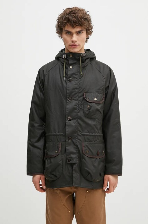 Κερωμένο παλτό Barbour Field Wax Parka χρώμα: πράσινο, MWX2349