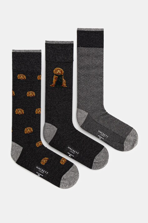 Κάλτσες Hackett London 3-pack χρώμα: γκρι, HMU30095