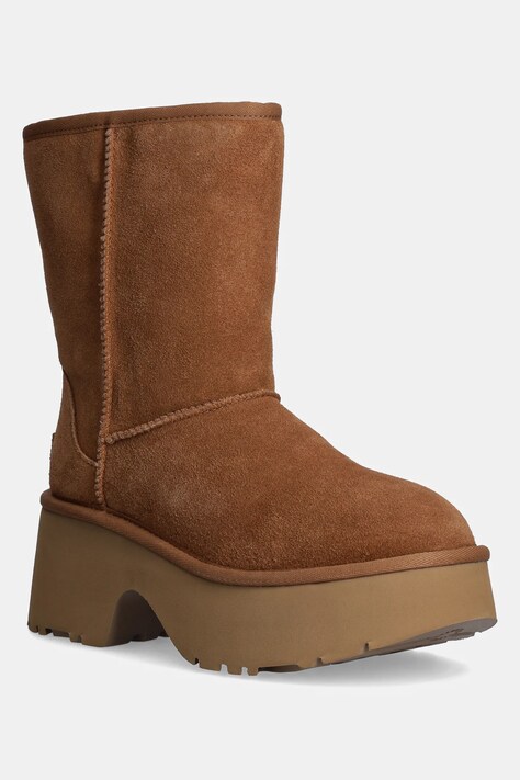 Μπότες σουέτ UGG Classic Short New Heights γυναικείες, χρώμα: καφέ, 1158310-CHE
