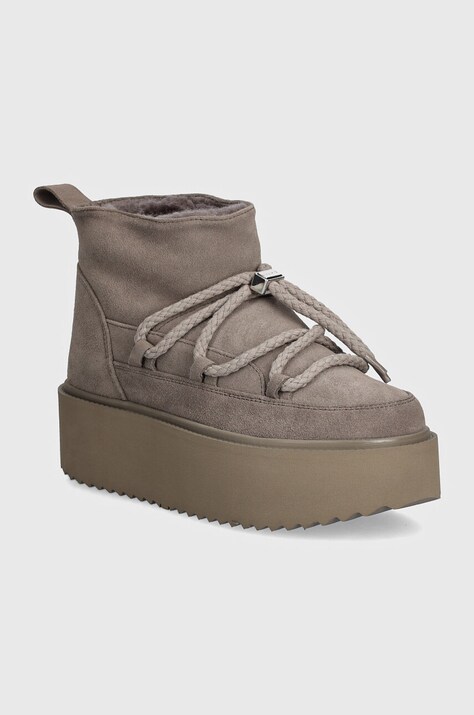Μπότες χιονιού σουέτ Inuikii Classic Low Platform χρώμα: γκρι, 75204-004