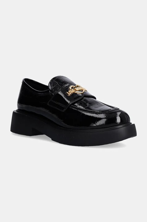 Δερμάτινα μοκασίνια Love Moschino χρώμα: μαύρο, JA10404G0LIB0000