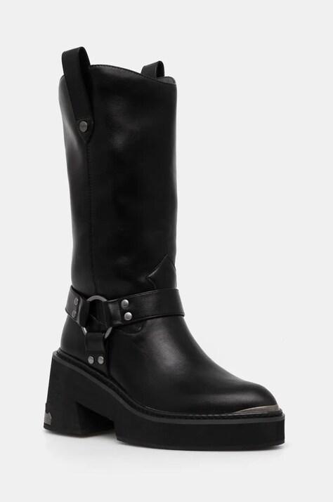 Μπότες Buffalo Bull Biker Hi χρώμα: μαύρο, 1220057-BLK