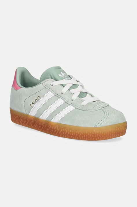 Παιδικά sneakers σουέτ adidas Originals GAZELLE CF EL χρώμα: πράσινο, IH2782