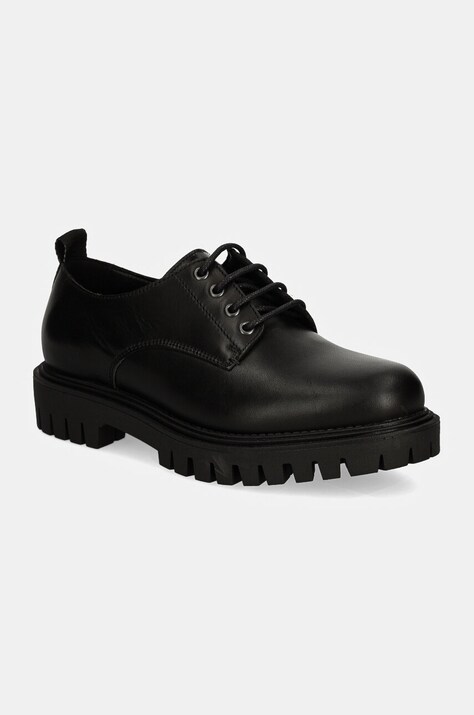 Δερμάτινα κλειστά παπούτσια Tommy Hilfiger CASUAL HILFIGER CHUNKY LTH SHOE χρώμα: μαύρο, FM0FM05301