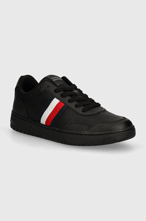 Δερμάτινα αθλητικά παπούτσια Tommy Hilfiger TH BASKET CORE LITE χρώμα: μαύρο, FM0FM05116