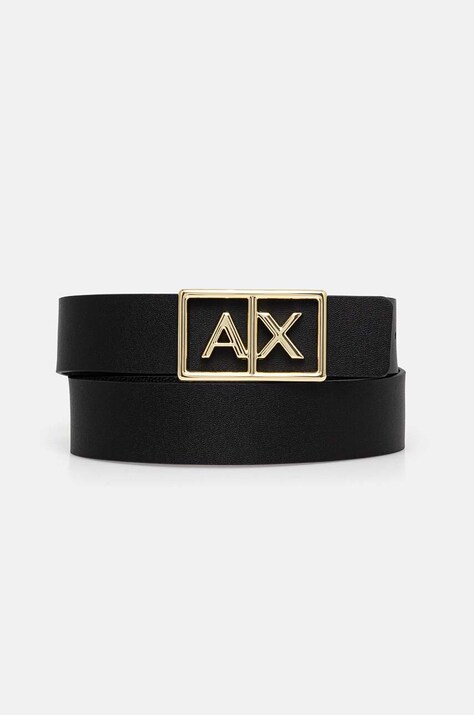 Αναστρέψιμη δερμάτινη ζώνη Armani Exchange χρώμα: μαύρο, 941186 4F786