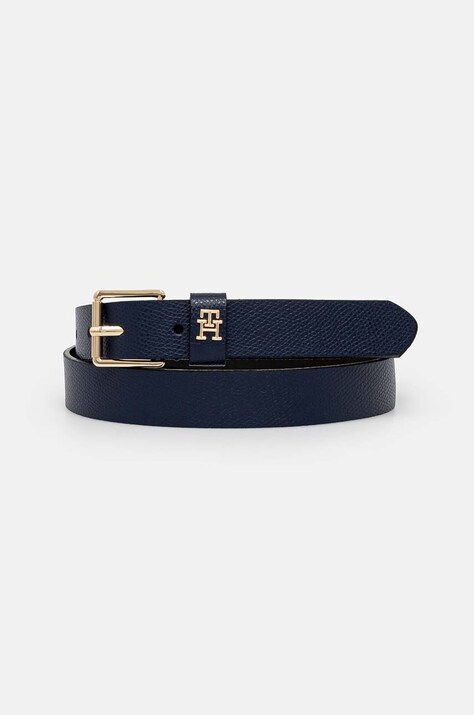 Δερμάτινη ζώνη Tommy Hilfiger χρώμα: ναυτικό μπλε, AW0AW16607