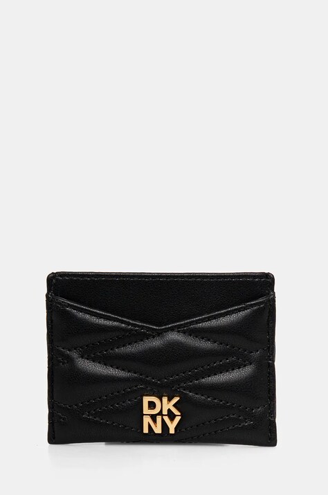 Δερμάτινη θήκη για κάρτες Dkny χρώμα: μαύρο, R43ZKG77