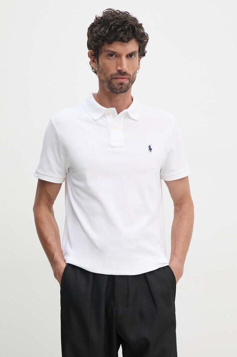 Βαμβακερό μπλουζάκι πόλο Polo Ralph Lauren χρώμα: άσπρο, 710666998