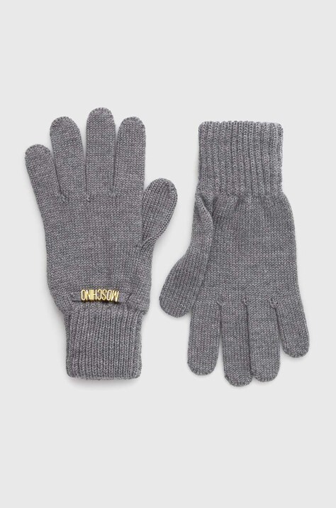 Μάλλινα γάντια Moschino χρώμα: γκρι, M2973 65379