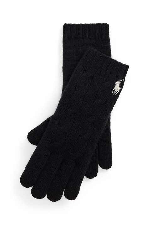 Μάλλινα γάντια Polo Ralph Lauren χρώμα: μαύρο, 455956295