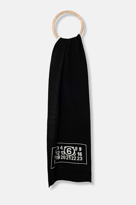 Μαντήλι από μείγμα μαλλιού MM6 Maison Margiela χρώμα: μαύρο, S52TE0055.M13050