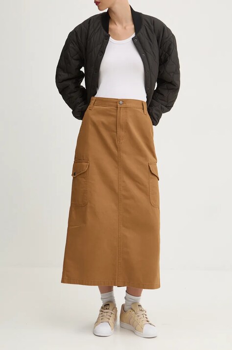 Βαμβακερή φούστα Dickies DUCK CANVAS χρώμα: καφέ, DK0A4Z2R
