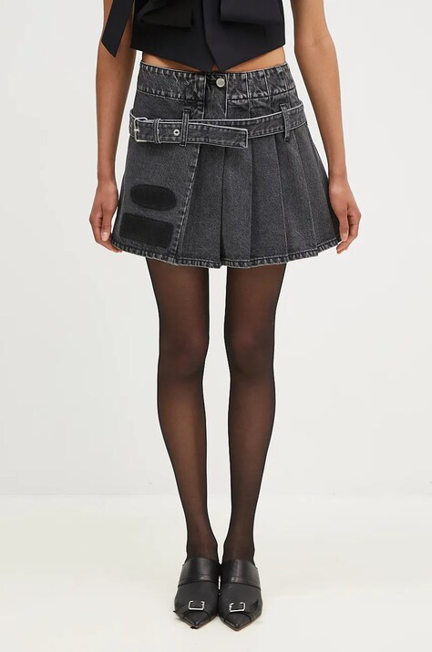 Τζιν φούστα AMBUSH Denim Pleats Skirt χρώμα: μαύρο, BWYF002F24DEN0011100