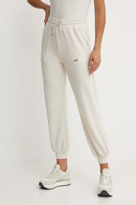 Παντελόνι φόρμας EA7 Emporio Armani χρώμα: μπεζ, TJZBZ.6DTP61