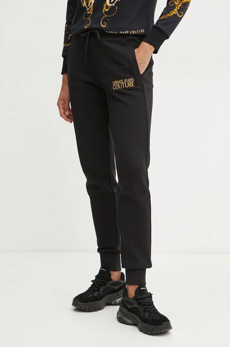 Βαμβακερό παντελόνι Versace Jeans Couture χρώμα: μαύρο, 77HAAT06 CF01T