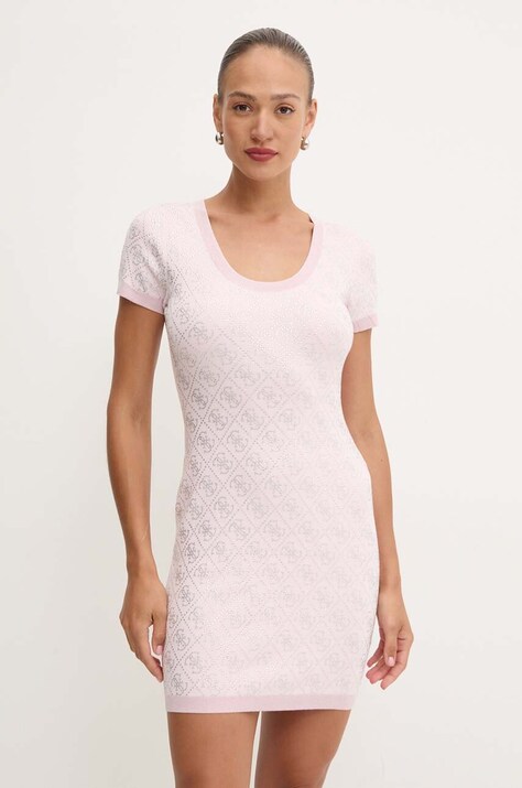 Φόρεμα Guess χρώμα: ροζ, W4YK28 Z3FN0