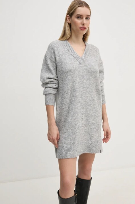 Φόρεμα από μείγμα μαλλιού Calvin Klein Jeans χρώμα: γκρι, J20J224638