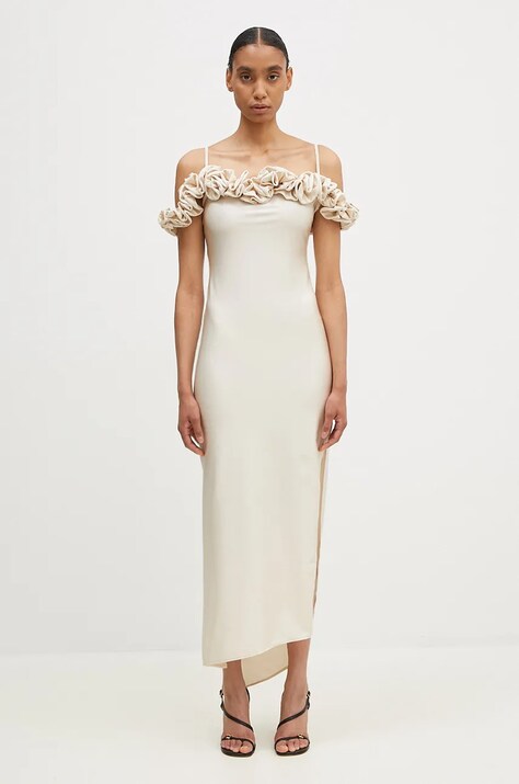 Φόρεμα Coperni Ruffle Dress χρώμα: μπεζ, COPR113545