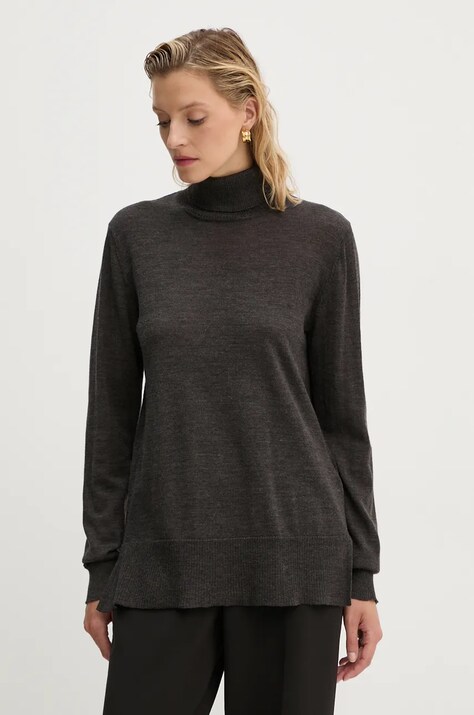Μάλλινο πουλόβερ Bruuns Bazaar CharleneBBRoll Neck knit γυναικείο, χρώμα: καφέ, BBW4181