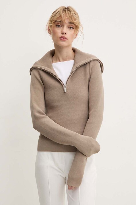 Πουλόβερ Remain Zipped Collar Knit χρώμα: μπεζ, 5017693001