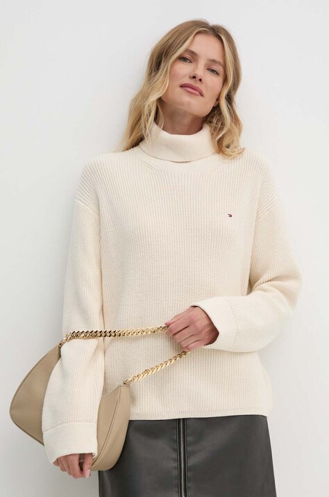 Πουλόβερ Tommy Hilfiger χρώμα: μπεζ, WW0WW43094