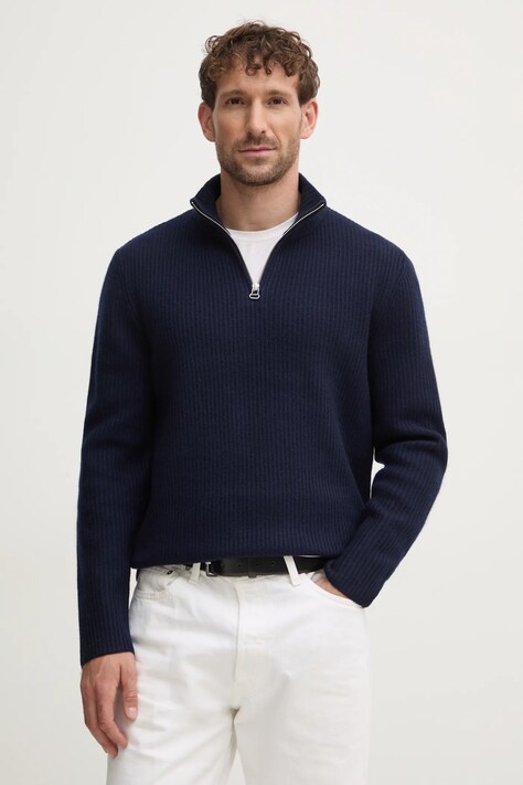 Μάλλινο πουλόβερ A.P.C. pull alex ανδρικό, χρώμα: ναυτικό μπλε, WVBAJ.H23057