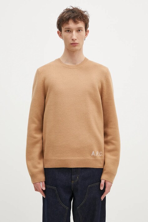 Μάλλινο πουλόβερ A.P.C. Pull Edward ανδρικό, χρώμα: καφέ, WVBDJ.H23059