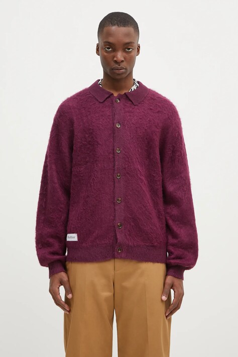 Πλεκτή ζακέτα Butter Goods Mohair Button Up Knitted Shirt χρώμα: μοβ, BG243400