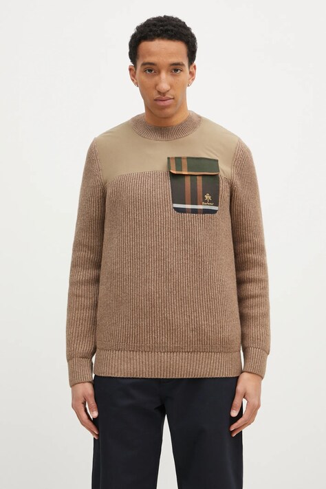 Μάλλινο πουλόβερ Baracuta Barbour x Baracut Miller Knit ανδρικό, χρώμα: μπεζ, BRMAG0191