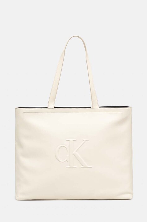 Τσάντα Calvin Klein Jeans χρώμα: μπεζ, K60K612724