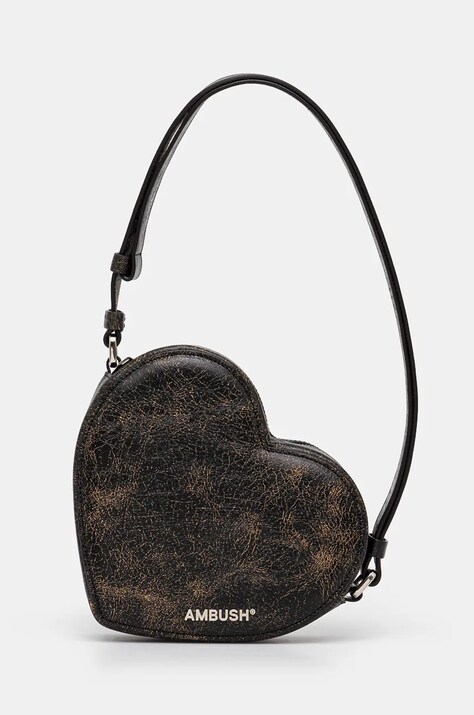 Τσάντα AMBUSH Crackle Heart Shoulder Bag χρώμα: μαύρο, BWNN006F24LEA0011000