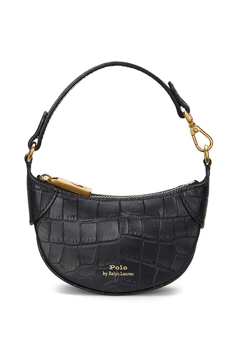 Δερμάτινη τσάντα Polo Ralph Lauren χρώμα: μαύρο, 427952660