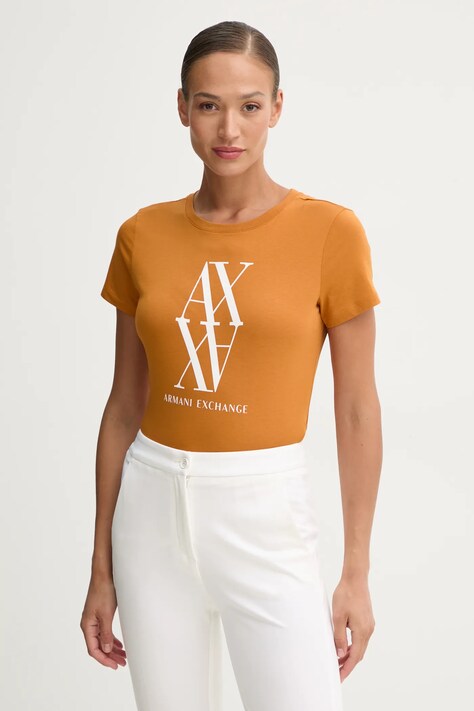 Βαμβακερό μπλουζάκι Armani Exchange γυναικείο, χρώμα: άσπρο, 6DYT04 YJG3Z