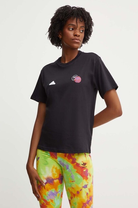 Βαμβακερό μπλουζάκι adidas Tiro γυναικείο, χρώμα: μαύρο, IW5180