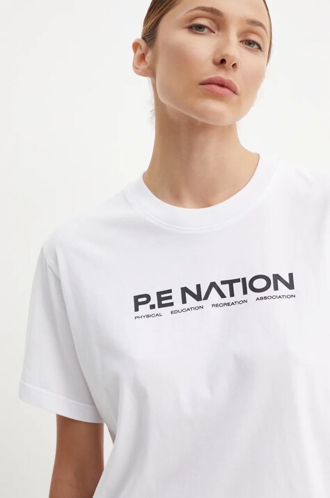 Βαμβακερό μπλουζάκι P.E Nation Aero SS Tee γυναικείο, χρώμα: άσπρο, 243T329